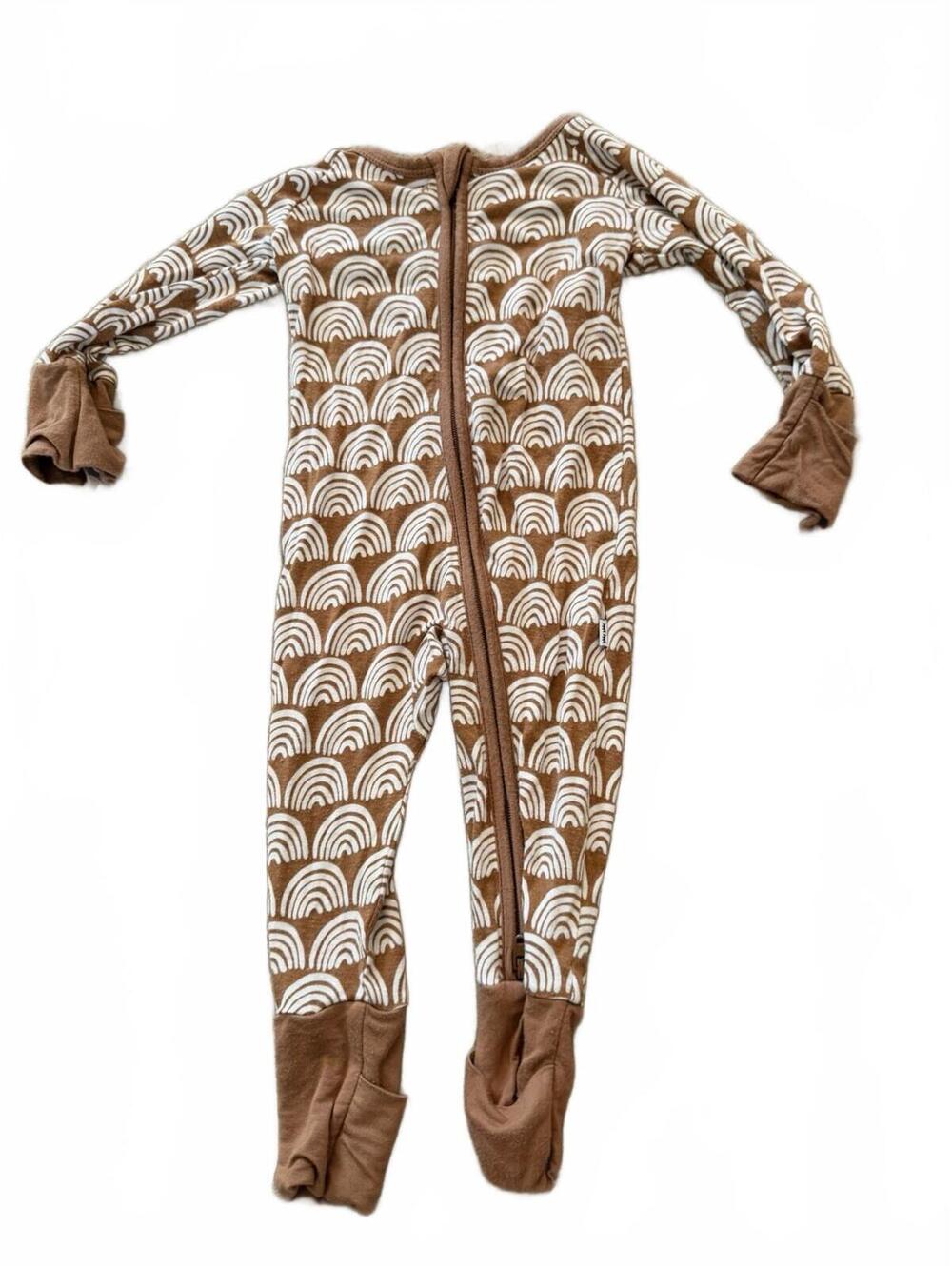 Little Sleepies 0-3 Months Brown and White Bamboo Viscose Sleepsuit